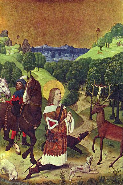 Mistrz Życia Marii, Nawrócenie św. Huberta, c.1490.